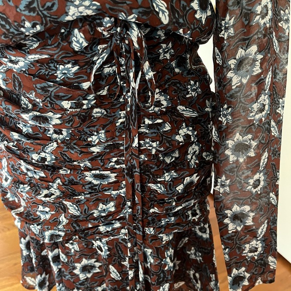 Veronica Beard Anjali Silk Ruched Mini Dress - Picture 2 of 7